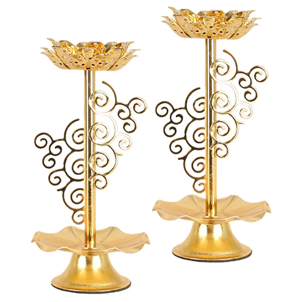 2 Pcs Candlestick Party Decoration Alloy Delicate Butter Lamp Holder Base