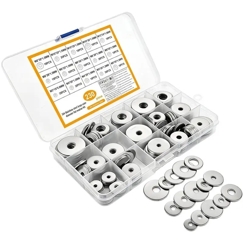 B50C M3 To Stainless Steel Washers Set Of 230 Pieces-Flat Washers In 15 Sizes For Nut And Bolt Projects Assortment