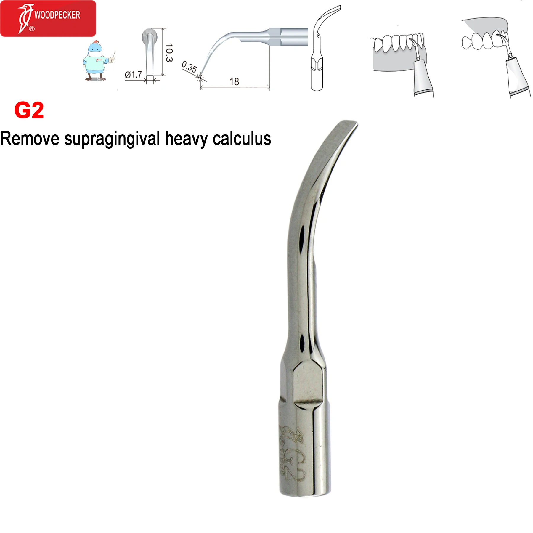 Original Woodpecker Dental Scaler Tips Ultrasonic Scaling Tip G1 G2 G3 G4 G5 G6 G7 G8 Fit For EMS UDS image 3