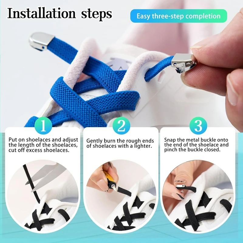 Elastische Schnürsenkel ohne Binden, bequeme Schnürsenkel, Einheitsgröße, schnelle Anbringung für Sneaker, Laufschuhe und Freizeitschuhe, bequem und strapazierfähig. – Detail 5
