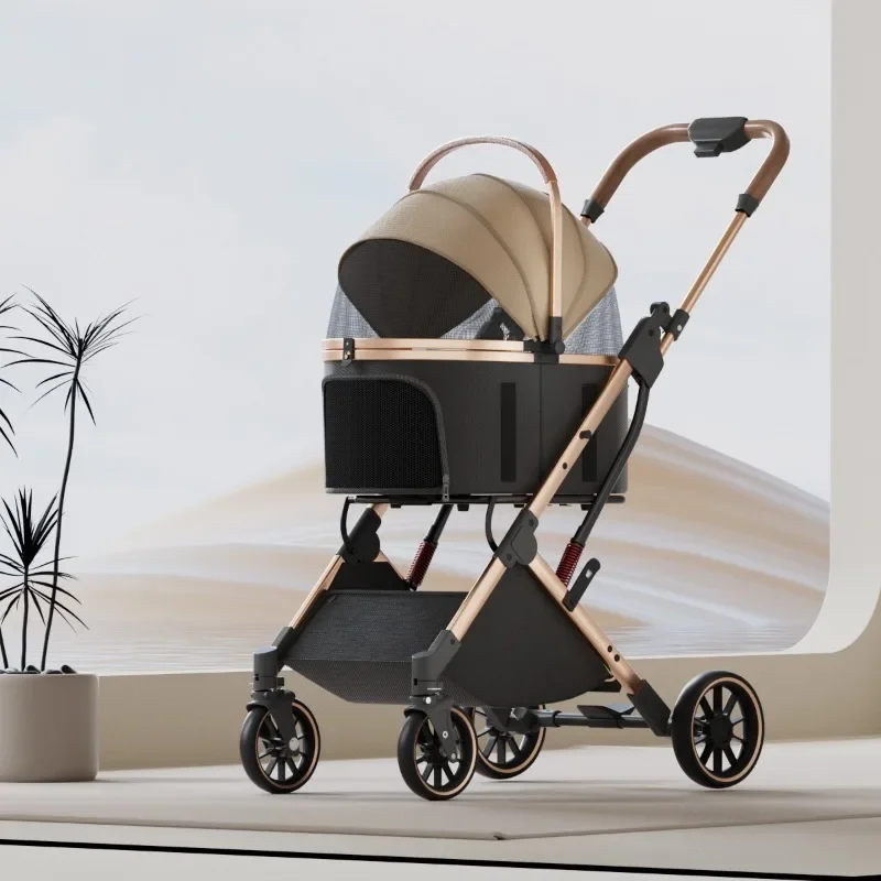 Copopet Pet Stroller Detachable Basket Ultra Light Foldable Portable Aluminum Frame Cats Dogs Trolley for Dog Stroller for Dog view 6