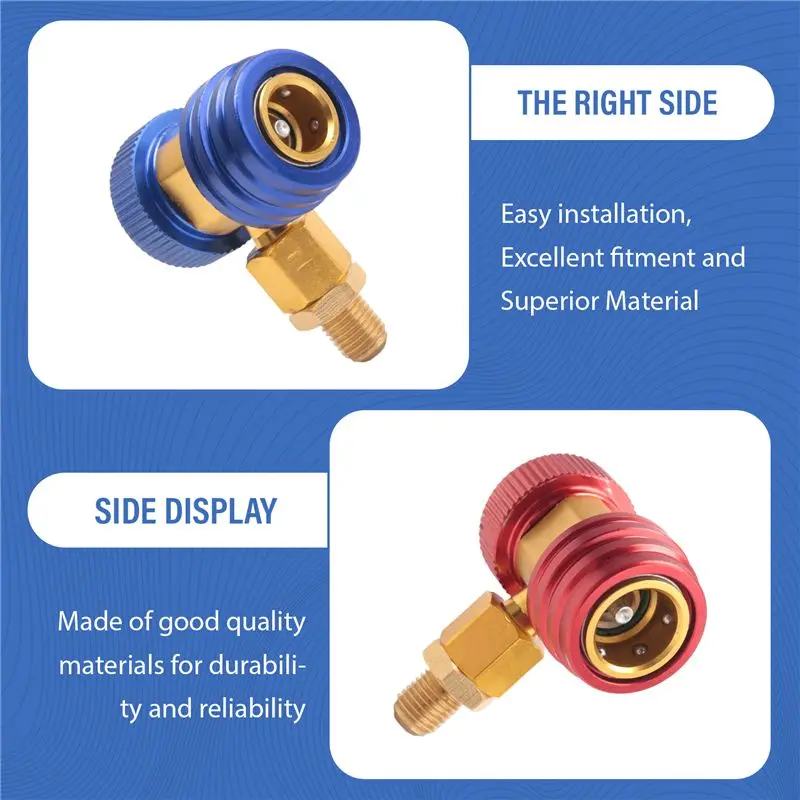 AT05-Freon R134A Auto Car Quick Coupler Connector Brass Adapters Air Conditioning Refrigerant Adjustable Manifold Gauge
