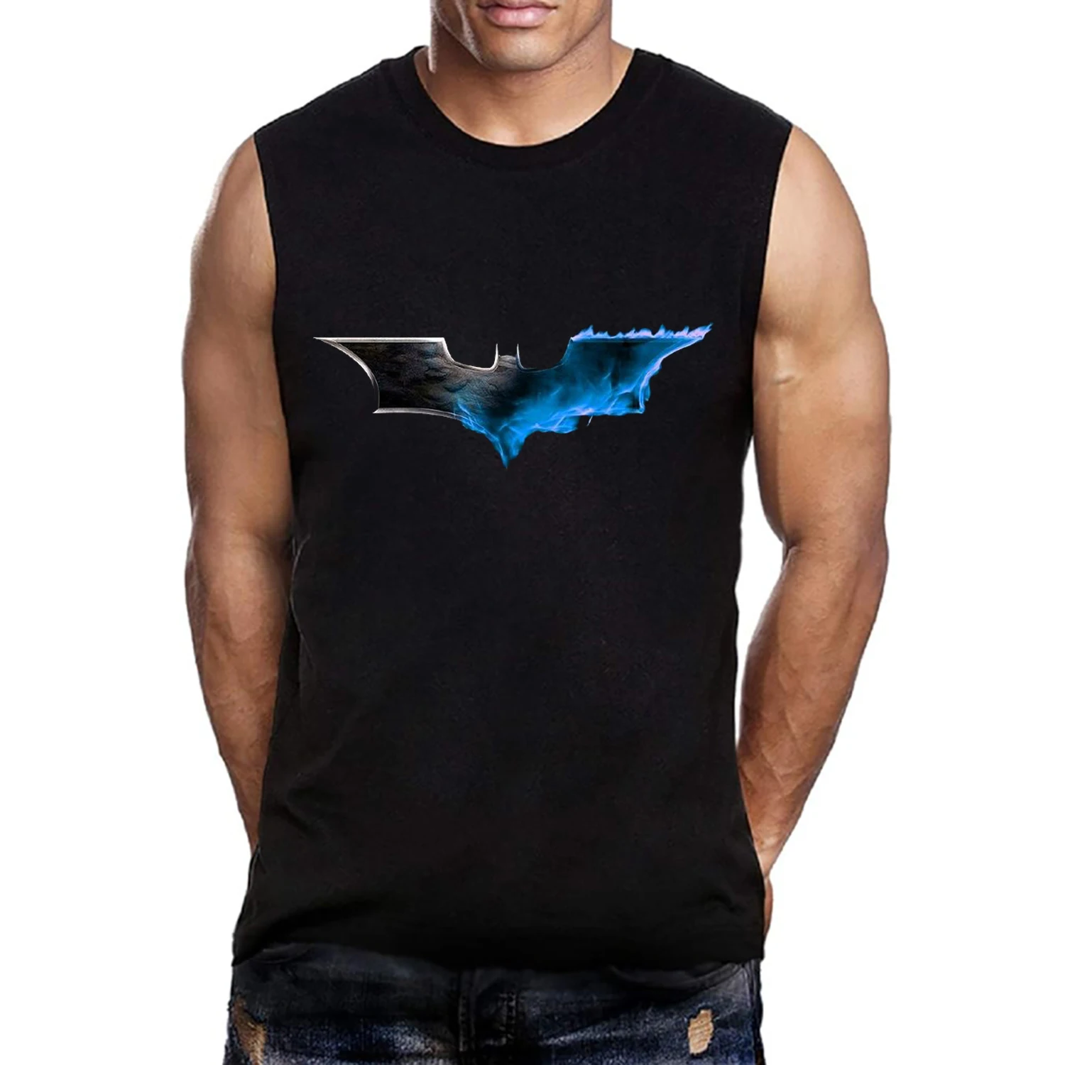 

Classic Superhero T-Shirt Bat America Spider Graphic Tank Top Sleeveless Streetwear Loose Trend T Shirt Men's Clothes Male Top