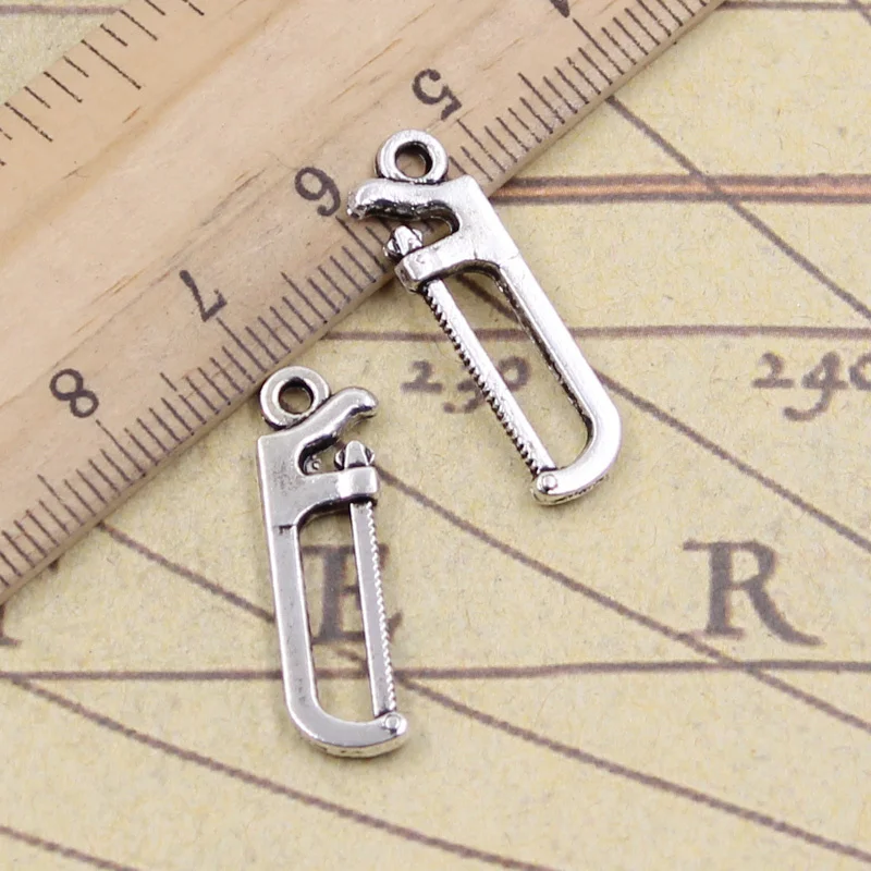 

30pcs Charms Tools Saw 25x7mm Tibetan Pendants Crafts Making Findings Handmade Antique Jewelry DIY For Necklace