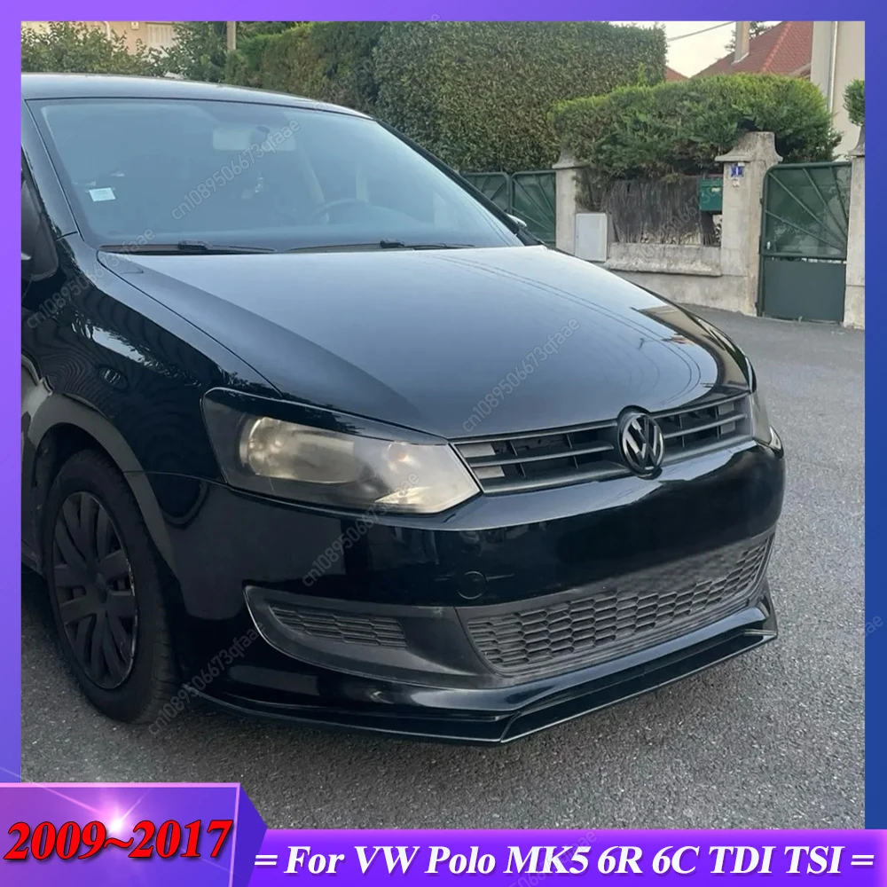 

For VW Polo MK5 6R 6C TDI TSI 2009-2017 Car Front Bumper Lip Splitter Diffuser Body Kit Spoiler Bumper Guard Protector Tuning