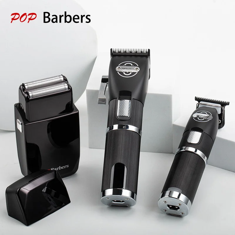 POP Barbers Black P800f P700f P600f Professional Hair Cutting Machine Kit LCD Display Hair Trimmer Machine Cordless Hair Clipper