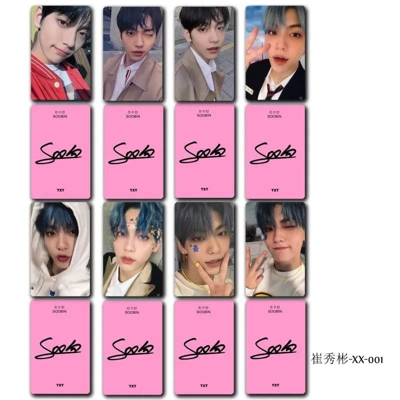 8PC/SET No Repeat Korean Group 17 SOOBIN YEONJUN BEOMGYU HUENINGKAI TAEHYUN HD Poster Double-sided Printed Rounded Small Card