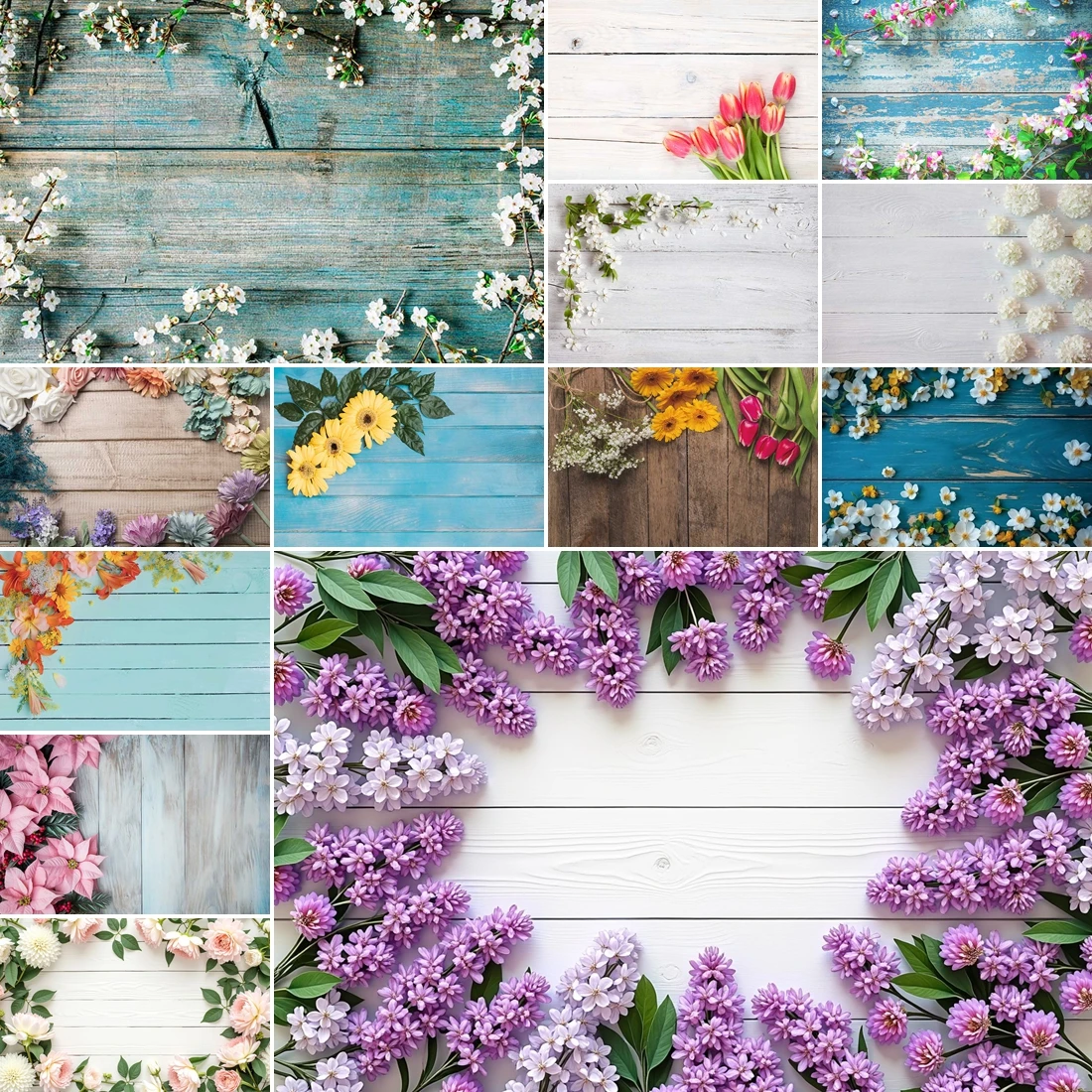 

MOON.QG Flower Tulip Wood Plank Photo Background Wooden Party Decorations Baby Shower Backdrop Photography Accessories Backdrop