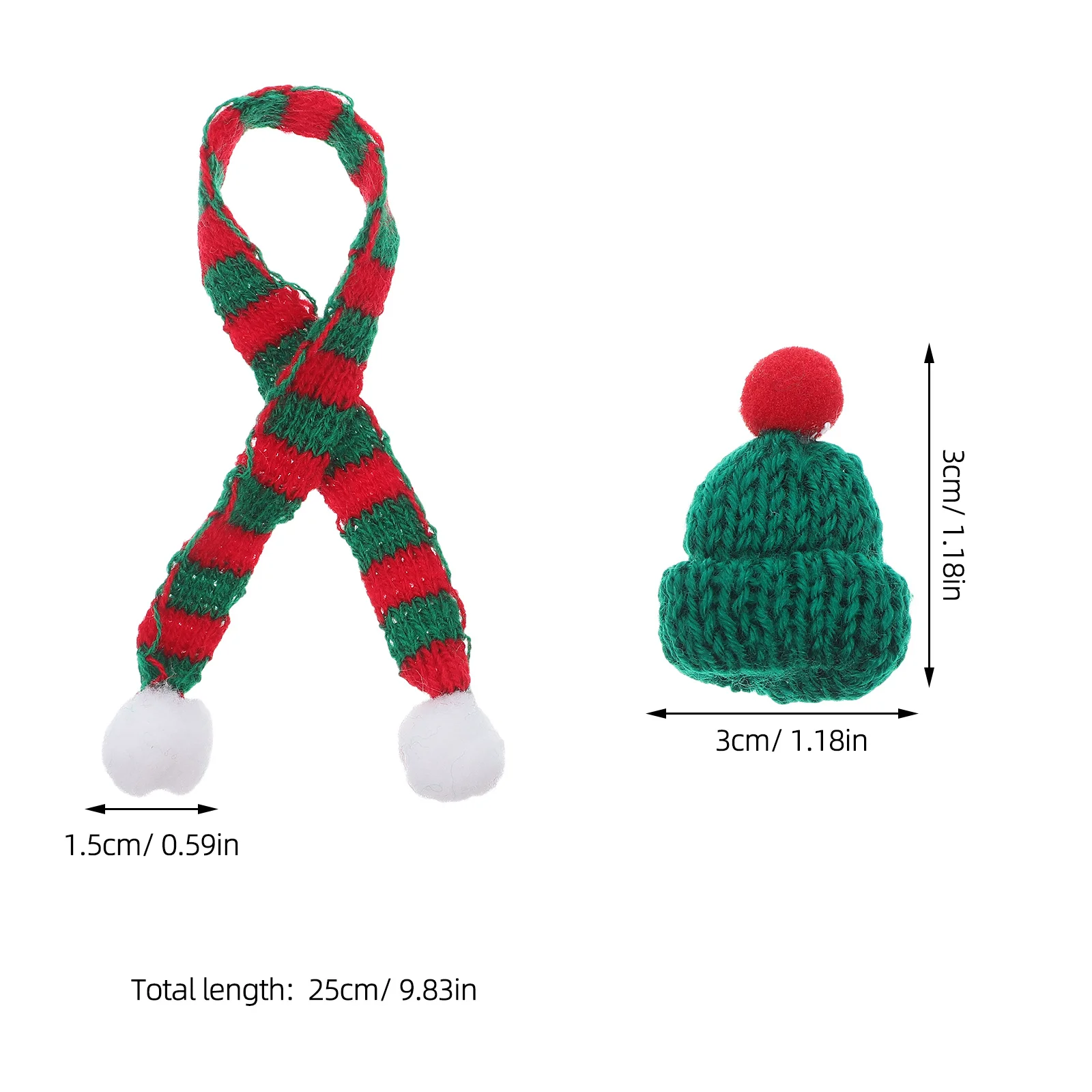 20Pcs Mini Christmas Knitting Hats and Scarves Christmas Mini Knit Hat Craft Supplies Xmas Decoration Set Santa Knit Hat