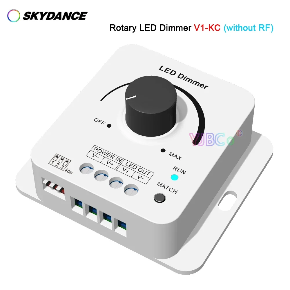 

Skydance V1-KC Rotary knob Single Color LED strip Dimmer 12V-48V 24V 1CH*8A monochrome light tape dimming switch controller