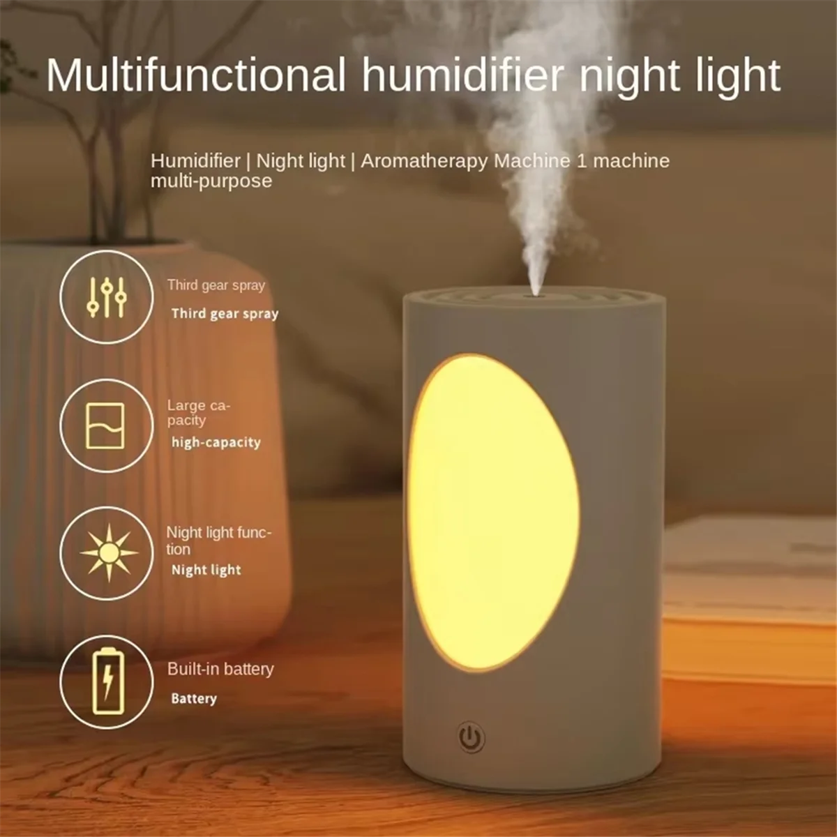 موزع روائح عطرية محمول قابل لإعادة الشحن سعة 600 مل من ABJZ مع أضواء LED ملونة - مرطب هواء لاسلكي للمنزل والسفر