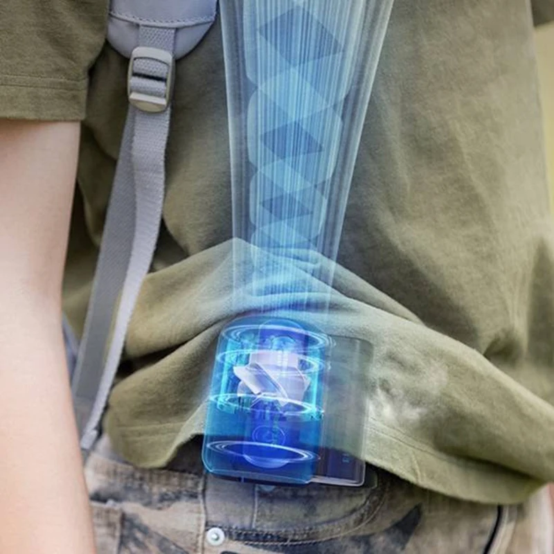 Ventilatore fresco montato in vita portatile caldo per sport all'aria aperta Ventilatore indossabile estivo sotto la camicia, piccolo ventilatore personale con clip