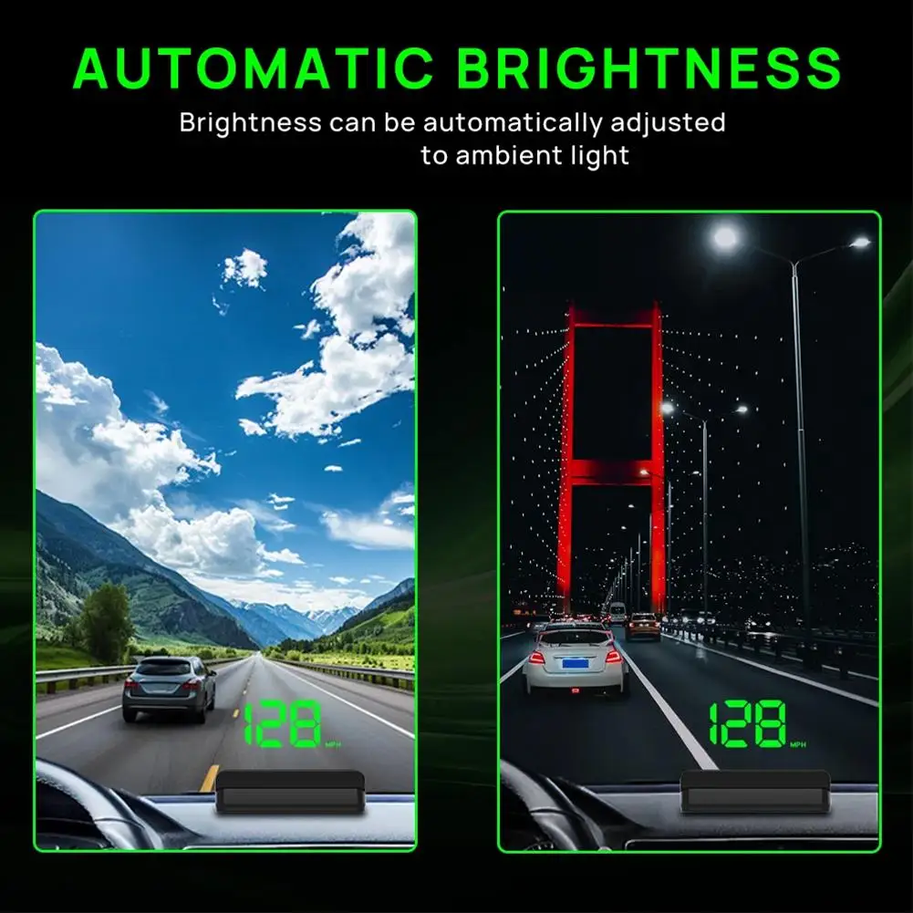 شاشة عرض HUD مثبتة على السيارة تعمل بمنفذ USB، شاشة عرض سرعة GPS KMH/MPH، تجربة ذات خط كبير جدًا عالي الدقة