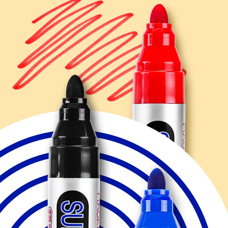 1Pcs Grote Waterdichte Marker Pen 4Mm Schrijven Punt Poster Olie Reclame/Graffiti Mark Pen Zwart Rood Blauw verf Markers