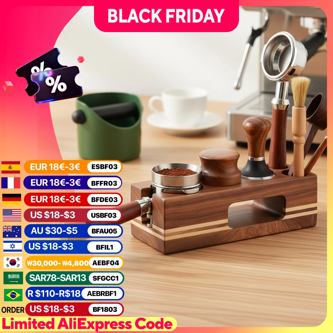 

Coffee Tamper Mat Station Stand Portafilter Holder Support Base Rack Walnut Wood For 51MM 54MM 58MM Espresso Accessories Barista