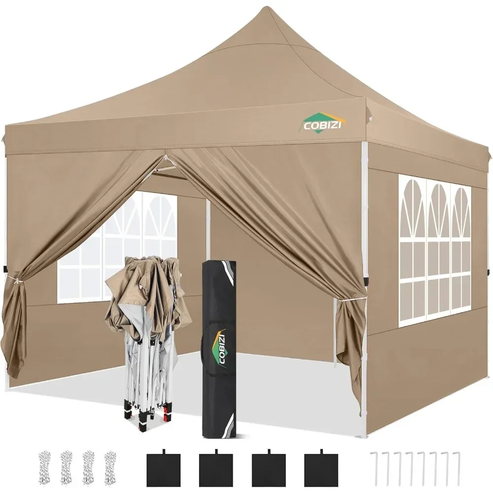 

10x10ft Pop Up Canopy with 4 Removable Sidewalls, Easy Up Commercial Gazebos, Waterproof and UV50+ Gazebo with Portable Bag, Ad