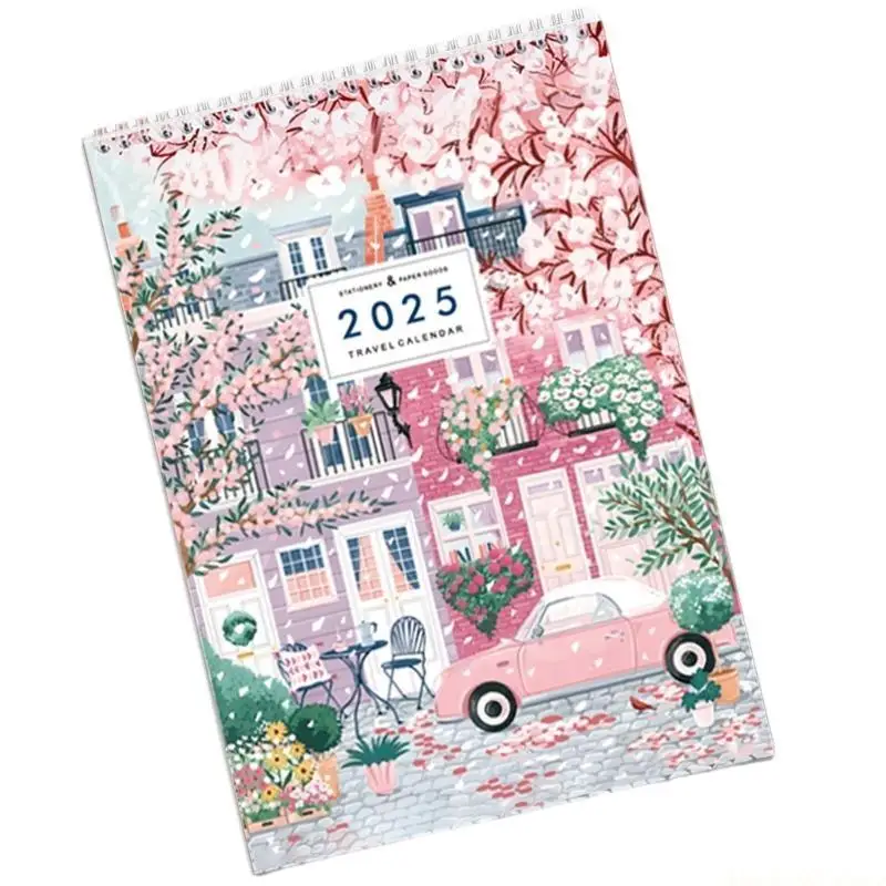 2025 Travel Checklist Calendar Twin-Coil Binding 2025 Monthly Calendar Planner 12 Month from January 2025-December 2025