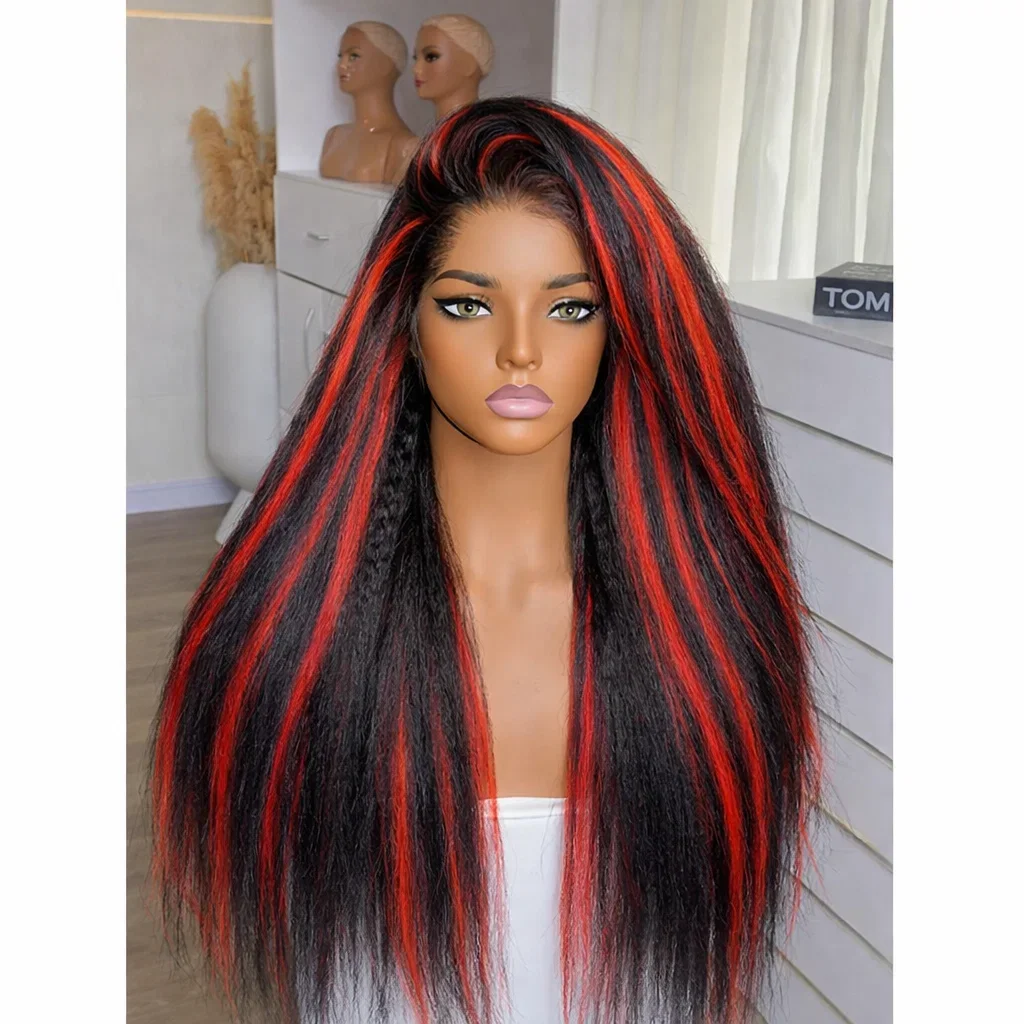 

Накладной парик Kinky Straight 1B/99J черный с красными прядями, 13X4, 100% натуральные человеческие волосы, бордовый цвет, без клея, предварительно нарезанный, 5x5, с кружевной основой