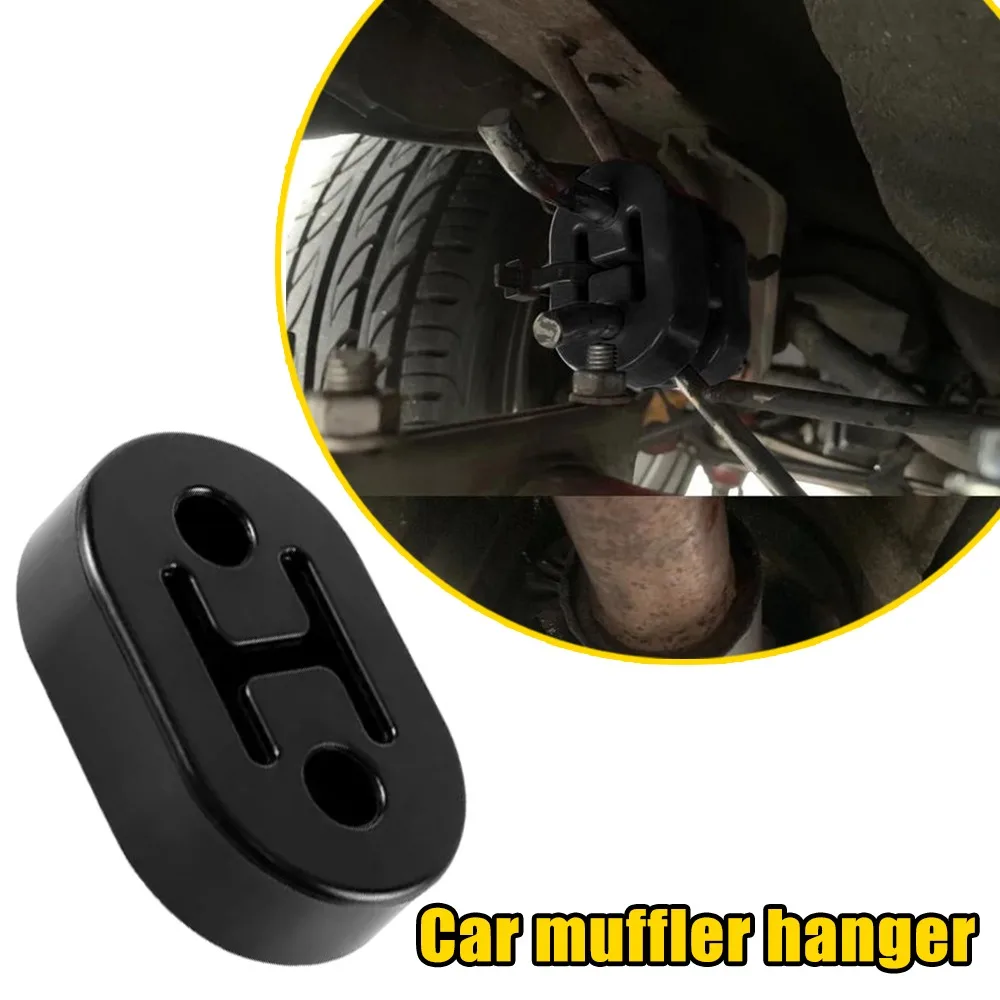 Car Rubber Exhaust Pipe Tailpipe Mount Hanger Insulator Universal Black 2 Holes Diameter 11mm 0.44 Inch Insulator Horn Cover