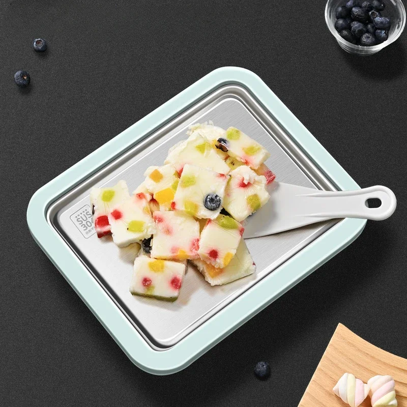 Stainless Steel Household Ice Cream Pan Fried Yogurt Machine Flat Bottomed Pan Fried Yogurt DIY Ice Cream Mini Version