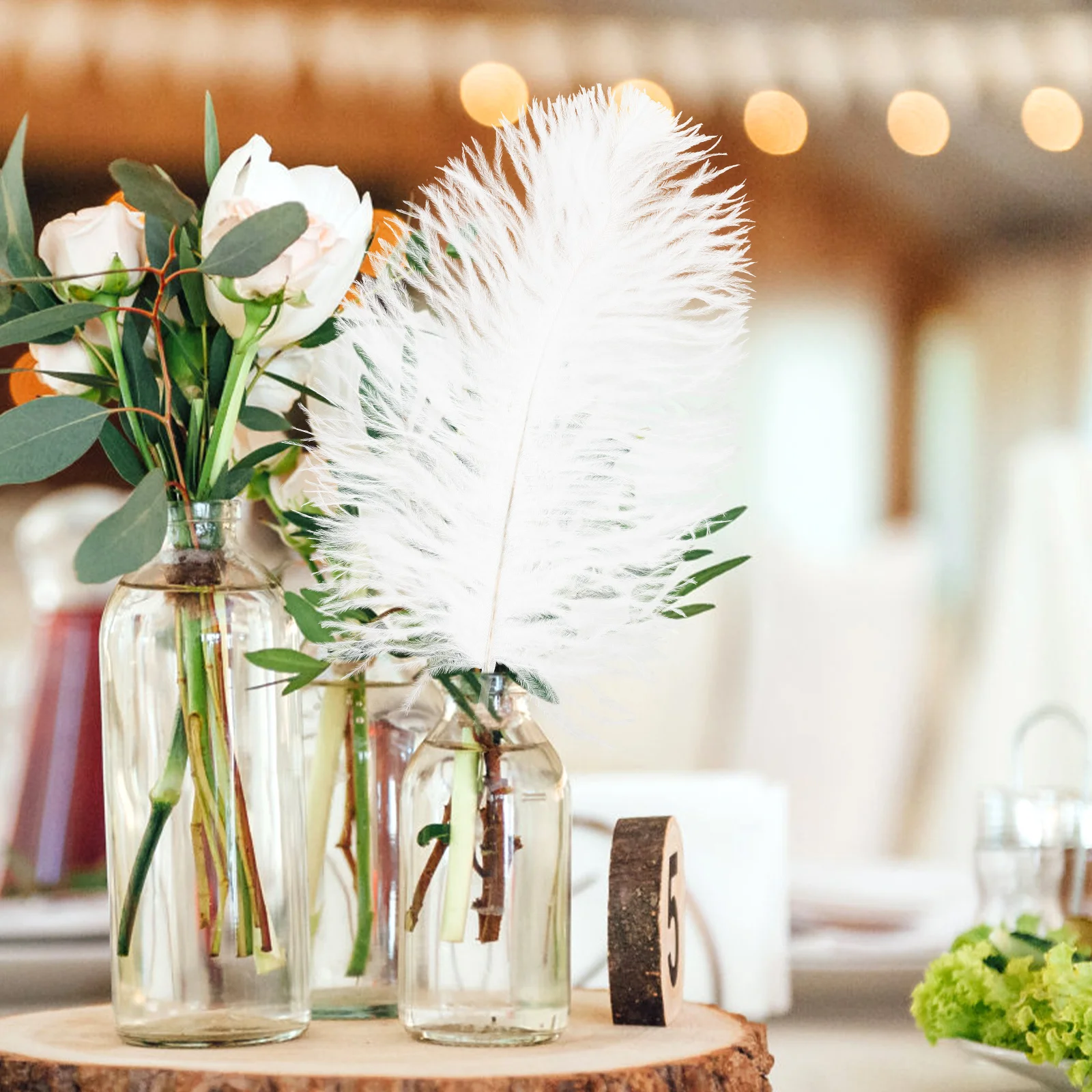 

10 Pcs White Ostrich Elegant Wedding Plumes Photo Prop DIY Craft Accessories Home Decorations