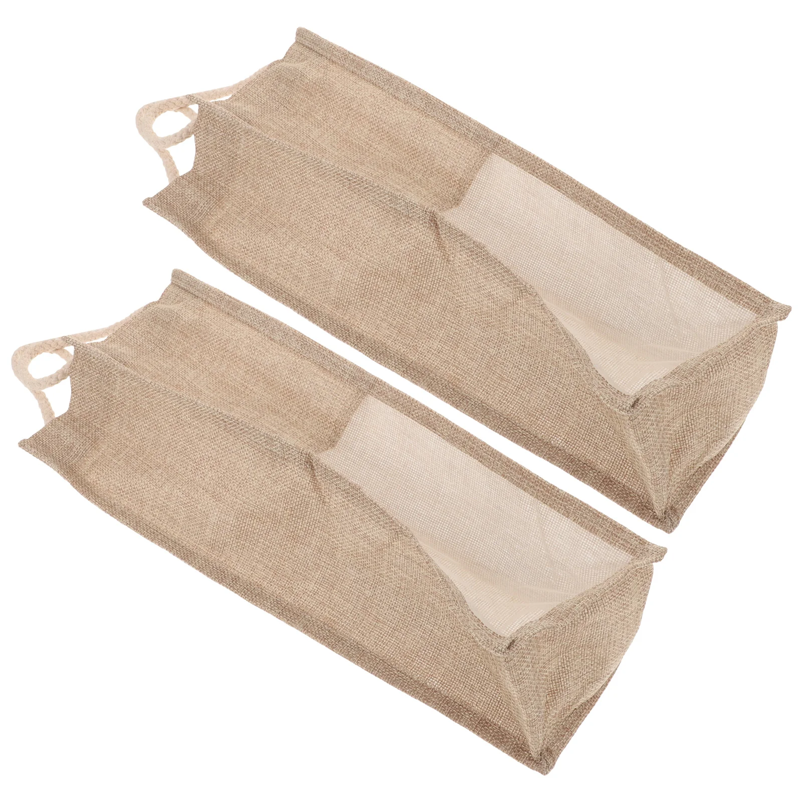 2 قطعة حقيبة زجاجات النبيذ حقيبة هدايا النبيذ الأحمر مع نافذة حقيبة الجوت الثقيلة لحامل الحاضر زجاجة أنيقة محمولة #6