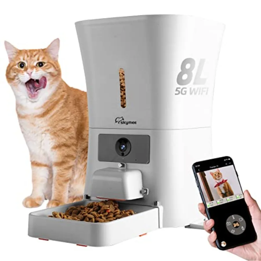 

8L/12L 2.4G 5G WiFi Automatic Large Dog Feeder Automatic Cat Feeder with 1080P Full HD Pet Camera Treat Dispenser Night Vision