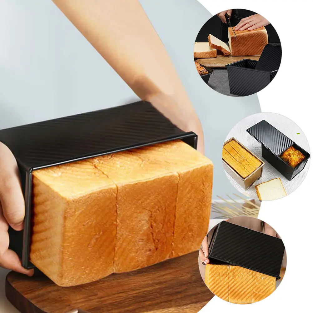 Heavy Duty Carbon Steel Toast Mold Loaf Pan Non Stick Bread Baking Mold with Lid for Home Bakery Toast Box Cake Loaf Bakeware