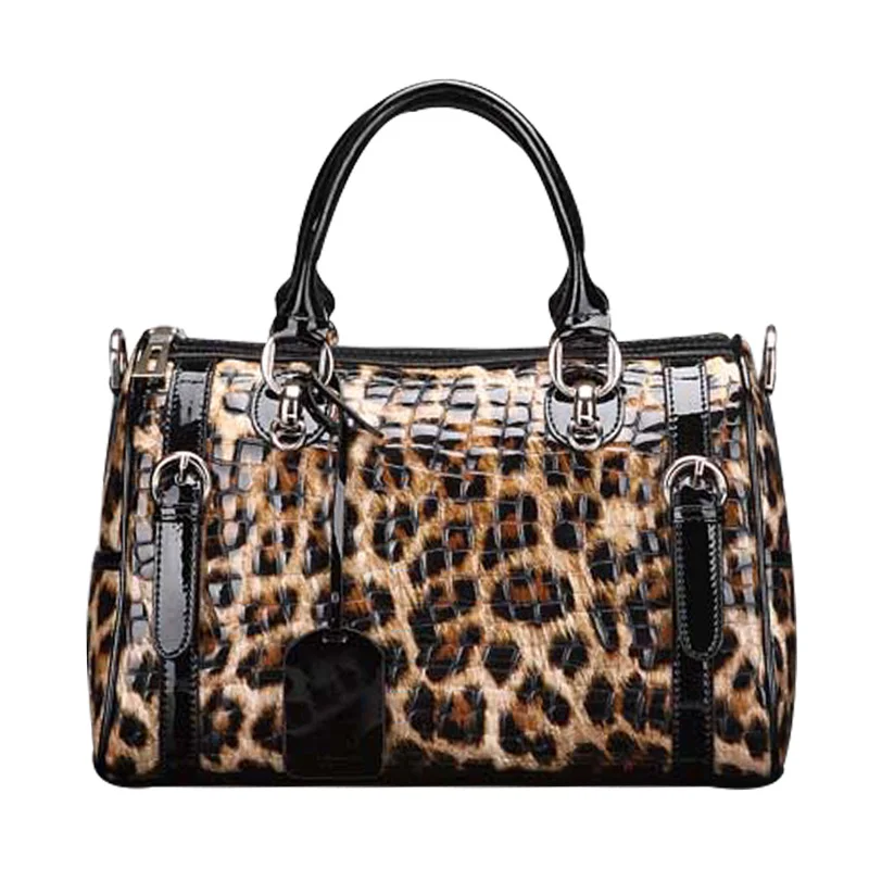 Genuine Leather Leopard Women\'s Handbags Cowhide Lady Top Handle Tote Bag Large Capacity Shoulder Cross-Body Bags Fashion 2024