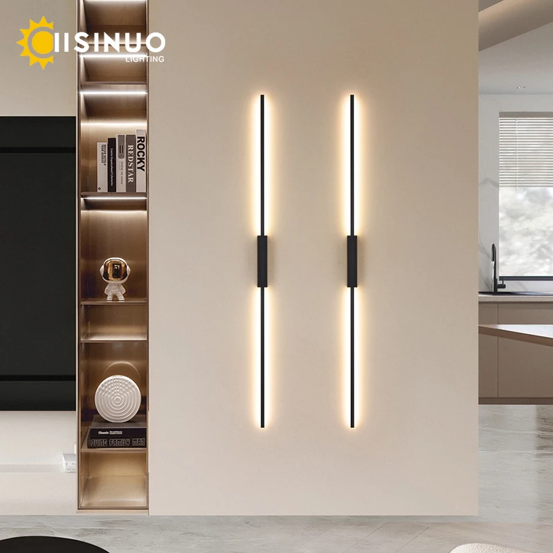 Minimalist Tube Linear Wall Sconces Black Bedside Light Fixtures Mirror Vanity Lamp for Home Indoor Bedroom Living Room Corridor