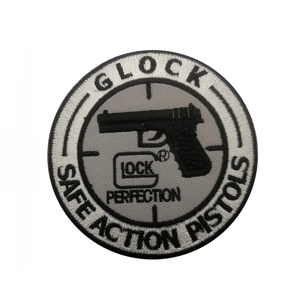 Glock Pistol Style Embroidered Patches Outdoor Tactical Badge Hook&loop Military Army Patches on Clothes Camouflage Medal