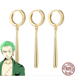 Anime One Piece Roronoa Zoro Cosplay 925 Sterling Silver Earring Stud Clip Daily Wear High Quality Fans Gift Jewelry Earrings