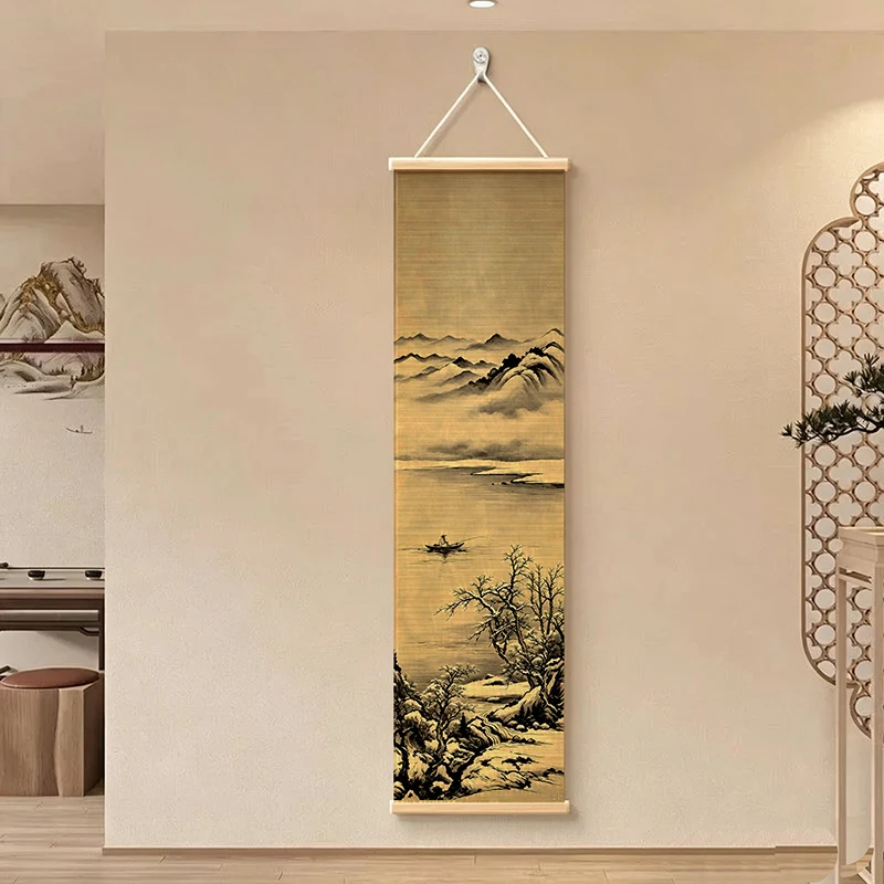 Zen Wall Art Bamboo Scroll Wabi Sabi Japandi Style Soft Tone Earthy Calm Serene Vibe For Wellness Center Ascetic Lifestyle