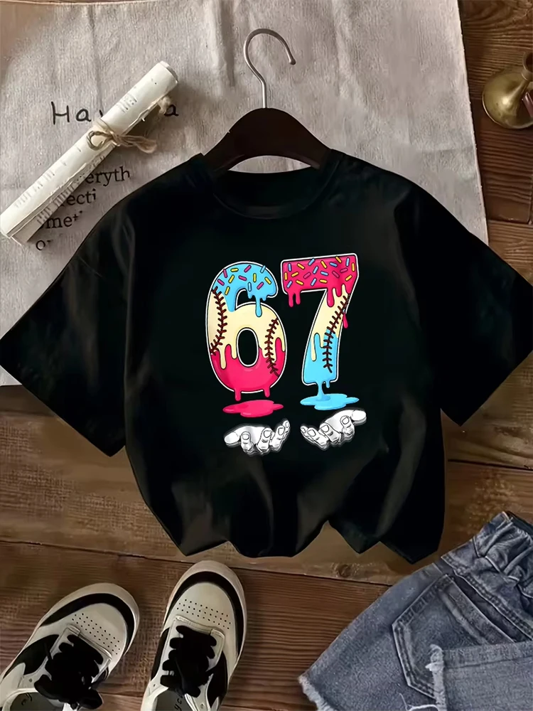 Kids Baseball Donut 67 Graphic T-Shirt, Soft Cotton, Sporty Fun Wear for Boys & Girlstk0132