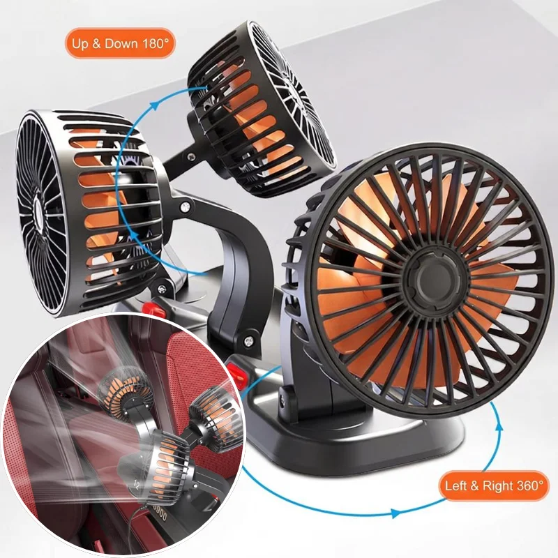 

3 Head Rotatable Car Fan 12V 24V 360° Adjustable Car Cooling Fan Low Noise Vehicle Dashboard Air Fan for Truck SUV