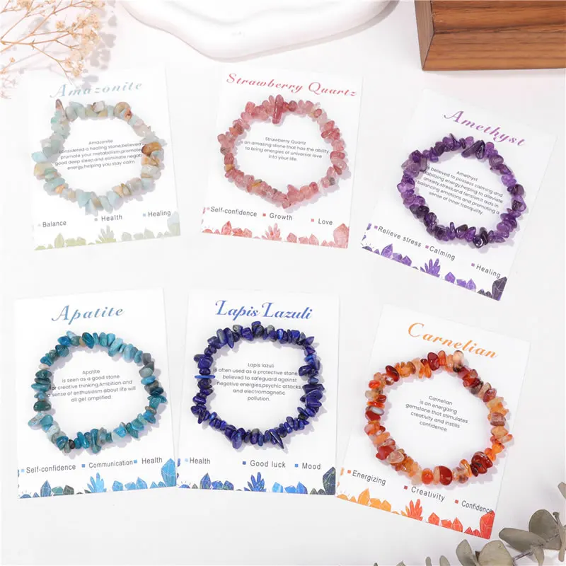 Bohemian Color Natural Irregular Gem Elastic Bracelet Garnet Tiger Eye Grape Stone Men's and Women's Summer Beach Party Jewelry