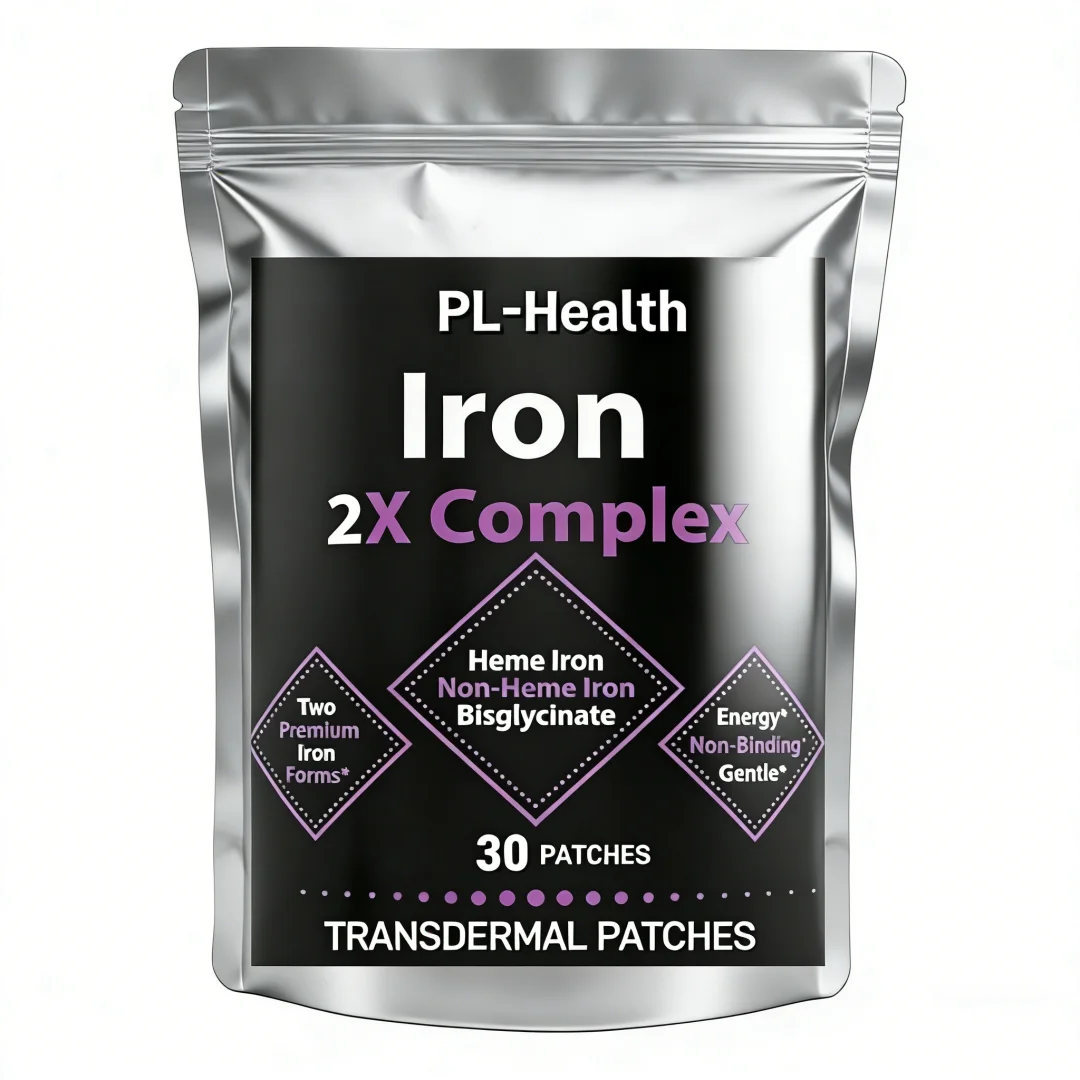 30 Patches Iron Complex Transdermal Patches with Folate, Vitamin B6 Vitamin C for Anemia and Blood Building Support
