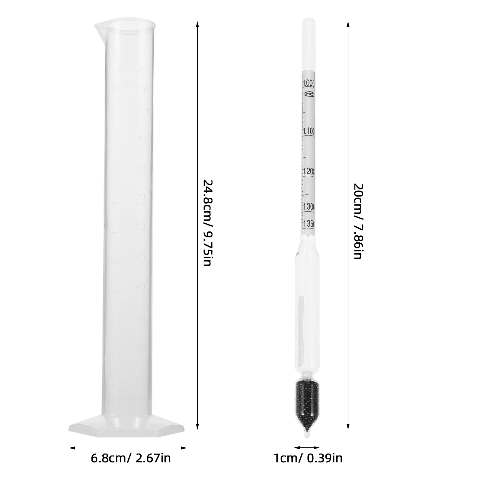 1Set Hydrometer Precise Evaluation Tool Graduated Measuring Cylinder for Various Foods Cylinder Ml Measuring Cup for Liquid