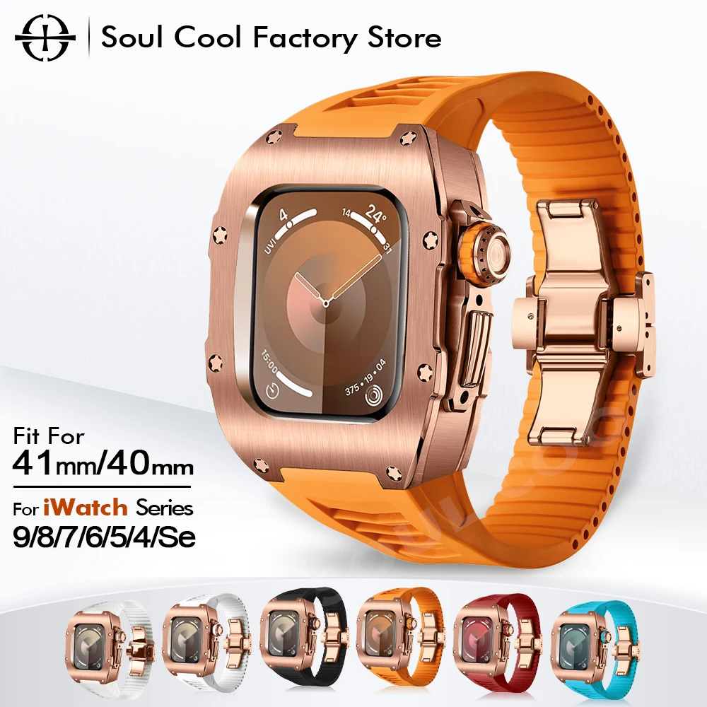 

Mod Kit for Apple Watch s9 8 7 41mm Luxury Titanium Inlaid Fashion Accessories Apply to s6/5/4 SE 40mm Case and colosband