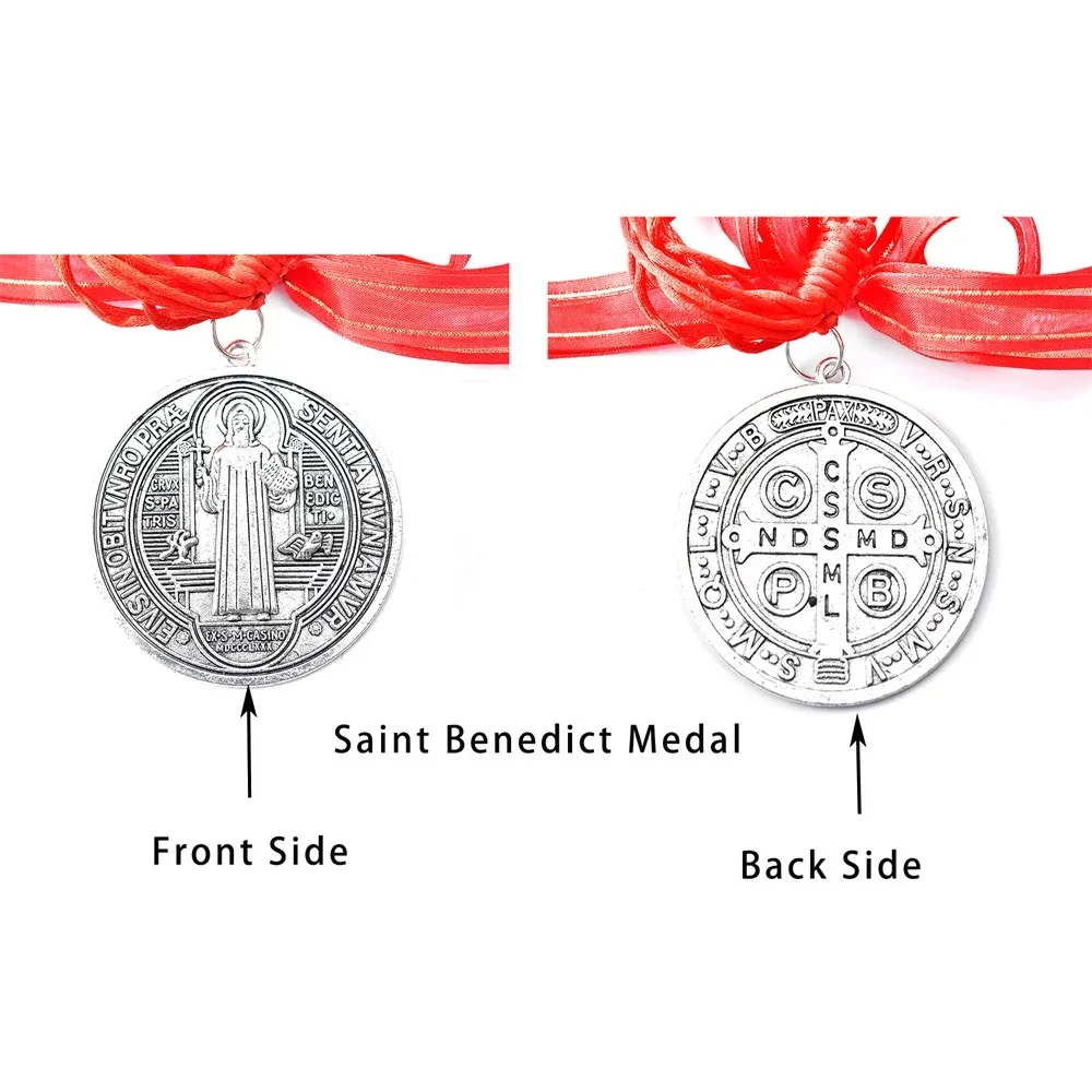 Vintage Saint Benedict Medal Pendant Blessing Prayer Catholic Hanging Ornaments Alloy Catholic San Benito Medalla Cross Church