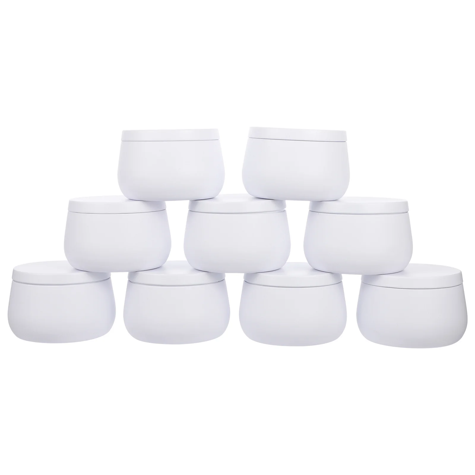 

9 Pcs Candy Jar Jars Container with Lid Round Base White Containers Black Tin
