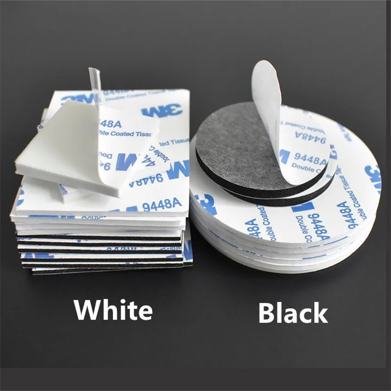 500Pcs Double Sided Strong Adhesive Tape EVA Foam Self Mounting Sticky Pad With Glue Wall stickers Round Rectangl Black White