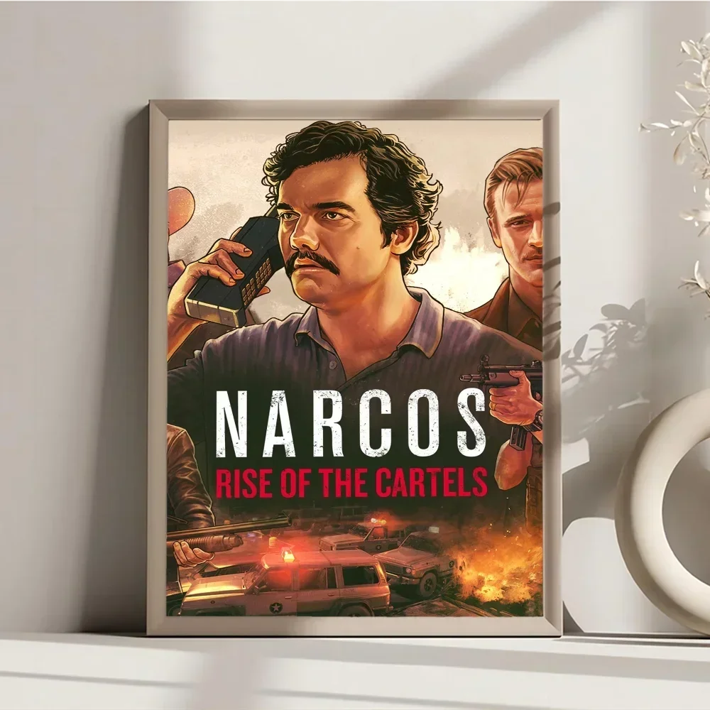 1PC Narcos TV Series Pablo Escobar Movie Sticky Posters Retro Kraft Paper Sticker DIY Room Bar Cafe Aesthetic Art Wall Painting