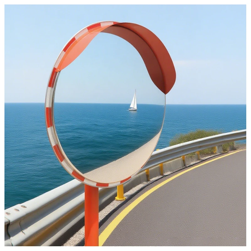304 Stainless Steel Safety Convex Mirror Weather-Resistant Road Traffic Mirror 80cm for Parking Lot Warehouse Intersection