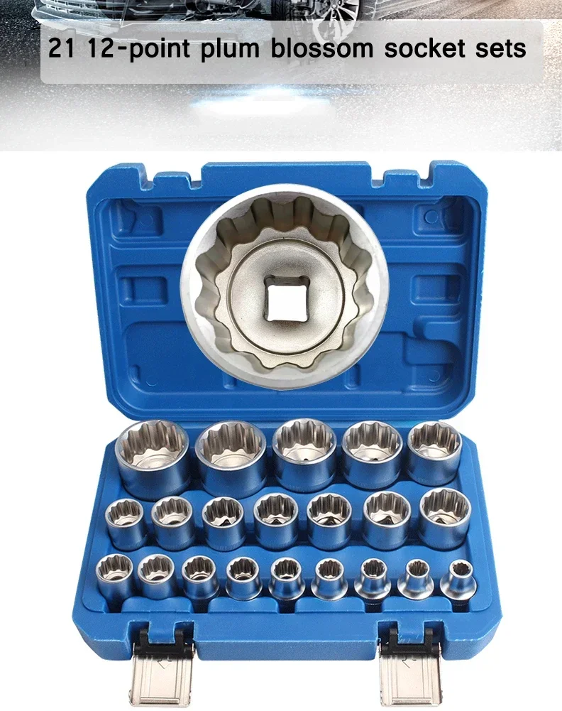 12-Punkt-Steckschlüsselsatz 1/2 Zoll Antrieb 21-teilig 8-36mm Metrisch Hochleistungs-Mechaniker-Steckschlüssel für Autoreparatur – Detail 5