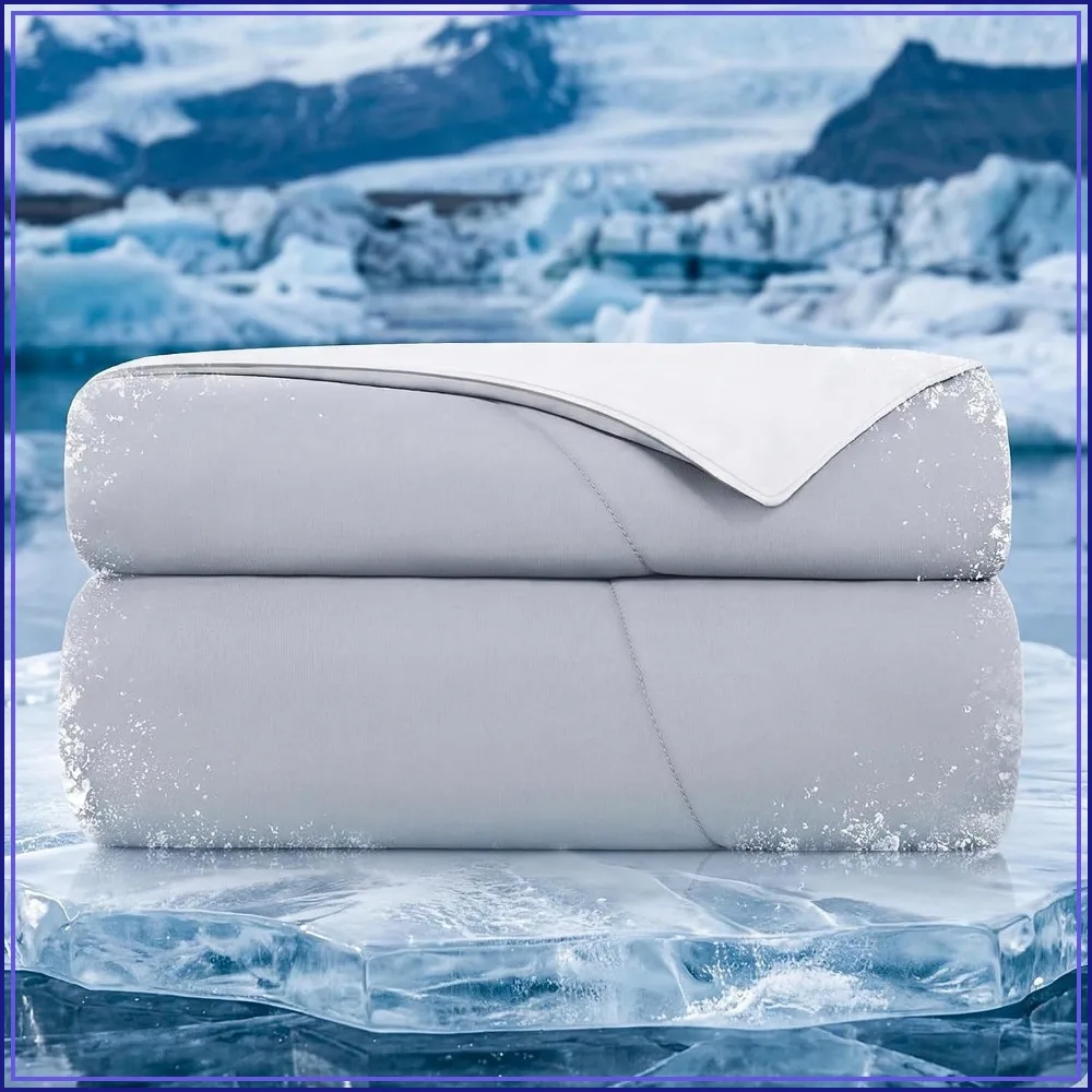 

Cooling Comforter 108"x90" - Everlasting Cold Touch for Hot Sleepers, Q-max 0.35 Double-Sided Lightweight Summer Ice Blanket for Night Sweats - Grey King