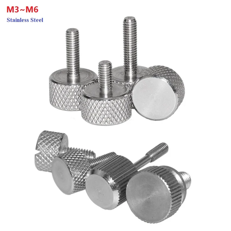 

Stainless Steel Thumb Screws M3 M4 M5 M6 Flat Round Head Knurled Head Manual Adjustment Screws Thumb Anti Loosening Bolts