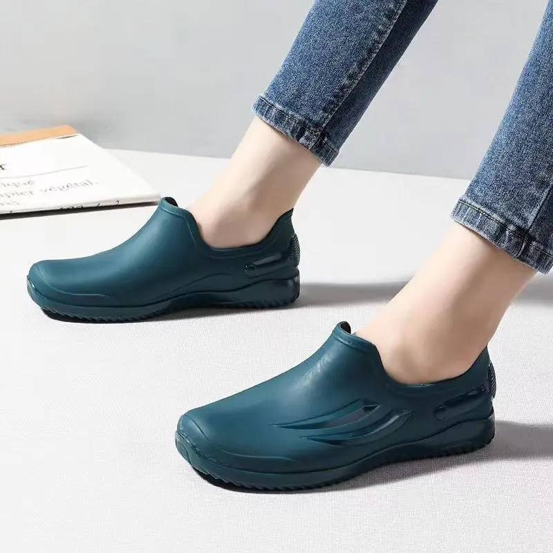 2024 New Women's Spring Autumn Low Top Slip-On Rain Shoe Soft Sole Non Slip Waterproof Flat Sole Work Shoes Garden  Shoes