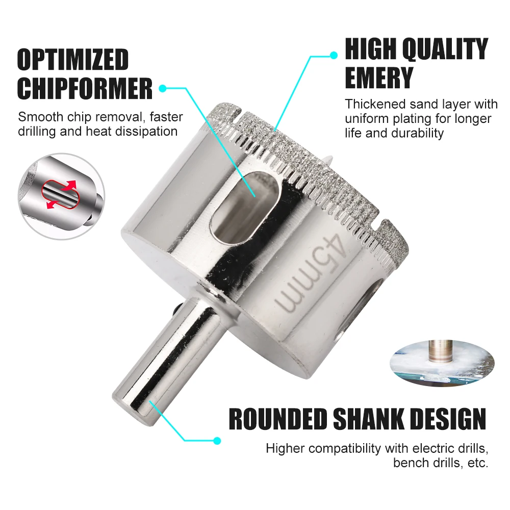 Xcan Diamant Gecoate Middenboor Gat Zaag 16-120Mm Met Een Locator Kit Gereedschap Voor Glazen Tegel Marmer Keramiek Glazen Gatopener