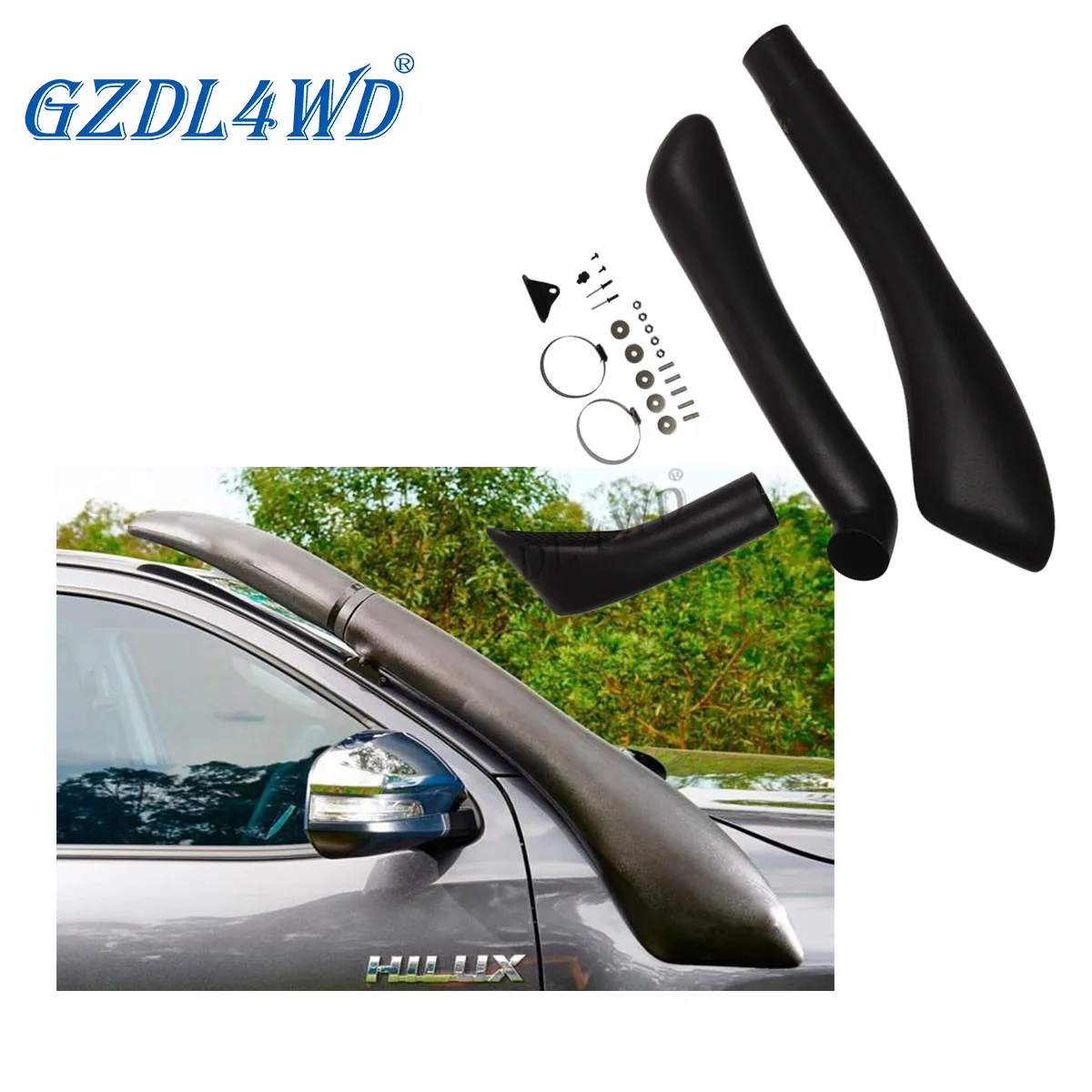 GZDL4WD Off Road 4x4 Exterior Air Intake Wedgetail Snorkel for Hilux Revo 2015 2020 Narrow Body 2-door #011MB00287D